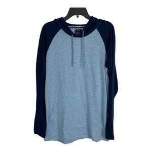 Navy Yard Mens Shirt Size Large L Blue Hooded Long Sleeve Ties